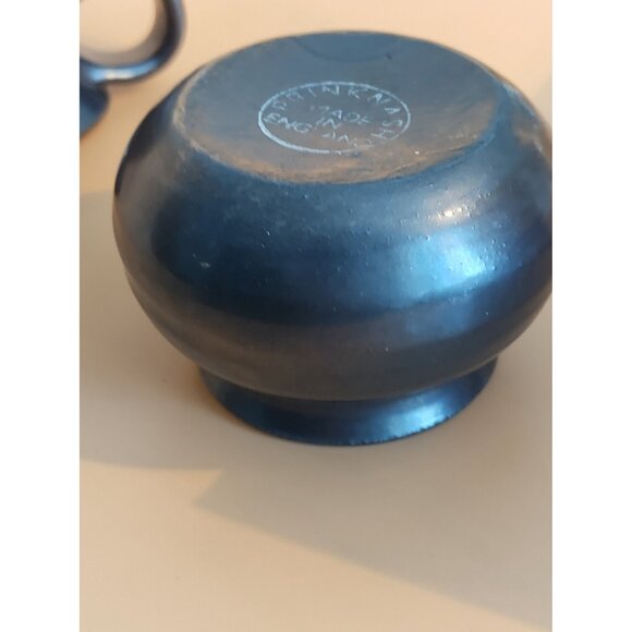 Vintage Prinknash England Stoneware Antique Black Sugar Bowl & Creamer Set - Picture 13 of 16